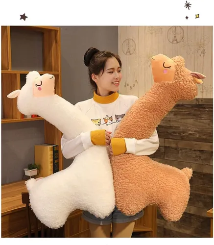 Miniatura 7 de Almohada de felpa de llama, almohada de cuerpo largo de felpa de alpaca de 51 pulgadas, animal de peluche de alpaca, regalo de Navidad y cumpleaños