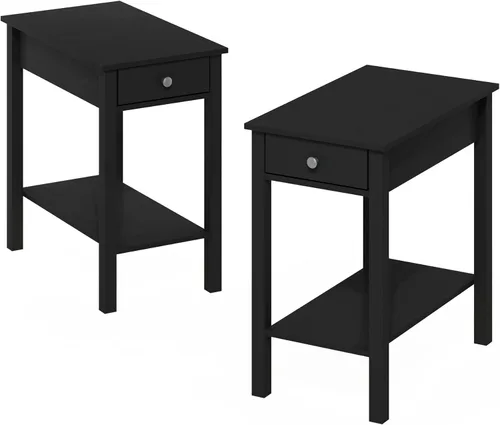Miniatura 26 de Mesa de noche con cajón Furinno, Madera, Marrón oscuro/Negro