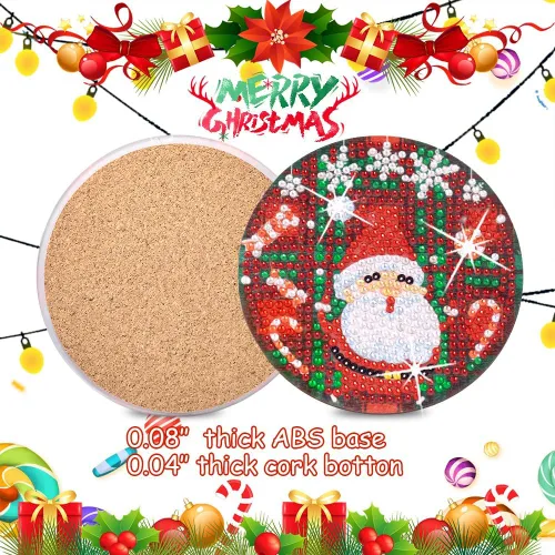 Miniatura 6 de Praise V Do Juego de 6 posavasos de pintura de diamante con soporte de base de corcho, posavasos de Navidad para principiantes, adultos