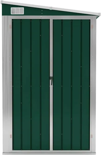 Miniatura 5 de vidaXL vidaXL Cobertizo de almacenamiento, cobertizo de jardín montado en la pared con puertas dobles con cerradura, cobertizo de almacenamiento al