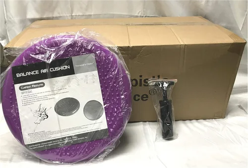 Therapist's Choice Disco de equilibrio de estabilidad lleno de aire inflado, caja de 10 piezas, más 1 bomba de mano de 7 pulgadas Púrpura