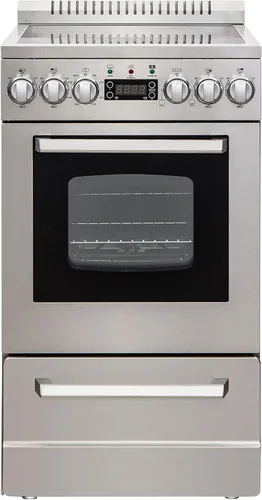 Avanti Cocina Eléctrica Serie ELITE Diseño Compacto, Capacidad de 2 Pies Cúbicos con 4 Quemadores de Serpentín, Puerta de Horno de Vidrio Enmarcado,