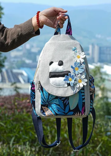 Miniatura 112 de HUANGGUOSHU Mochila de algodón tejida de algodón bohemio con bordado de lona estilo bohemio con múltiples bolsillos retro linda mochila cartera