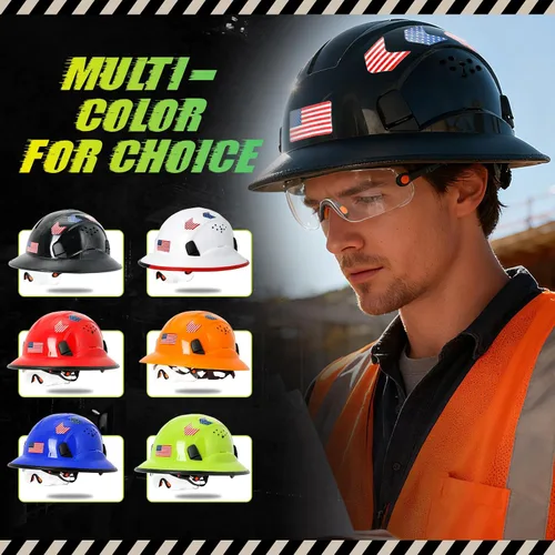 Miniatura 9 de Cascos De Construcción de ala completa Cascos de seguridad aprobados por OSHA con visera transparente - Casco de seguridad de construcción ventilado