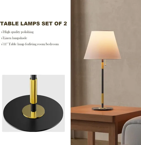 Miniatura 7 de Juego de 2 lámparas de mesa, modernas lámparas de noche para sala de estar, dormitorio, mesita de noche, lámparas blancas modernas vintage