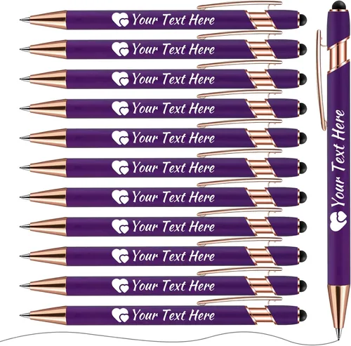 Miniatura 28 de Bolígrafos personalizados con lápiz capacitivo, bolígrafos con nombre impresos personalizados con tinta negra, impresos con tu logotipo o mensaje