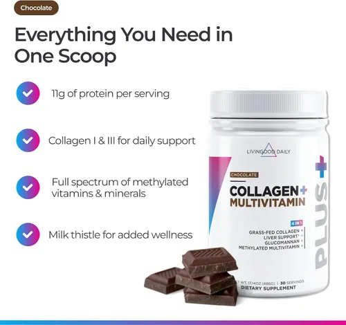 Miniatura 3 de Livingood Daily - Polvo de colágeno para mujeres y hombres, péptidos de colágeno hidrolizado alimentado con pasto, proteína y multivitaminas