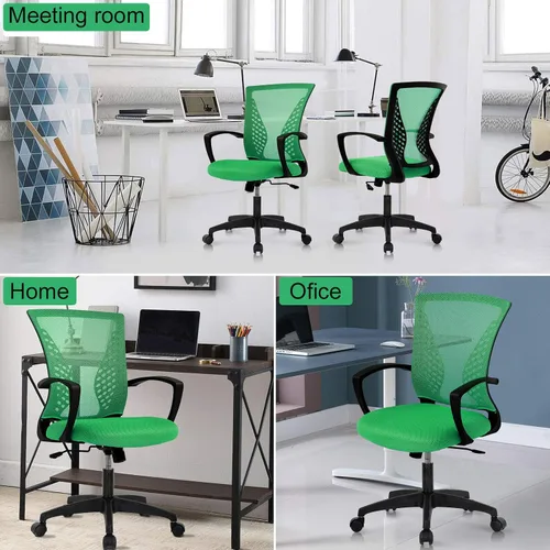 Miniatura 7 de Silla de oficina ergonómica para escritorio, silla de malla con soporte lumbar y apoyabrazos de altura ajustable, silla ejecutiva para mujeres