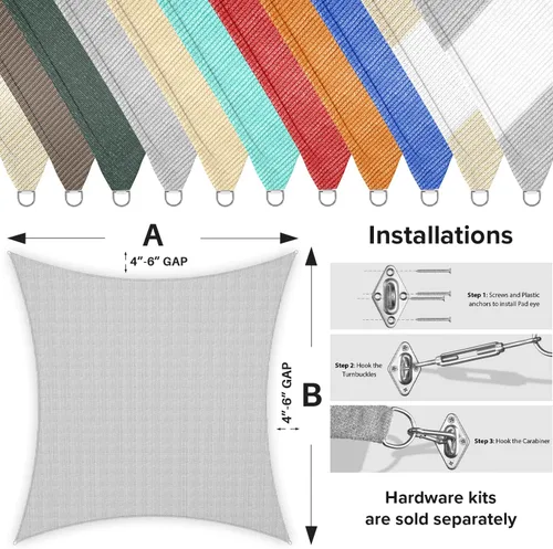 Miniatura 3 de Toldo tipo vela rectangular para actividades al aire libre, cubierta solar para jardín, patio, cubierta de terraza, balcón (gris)