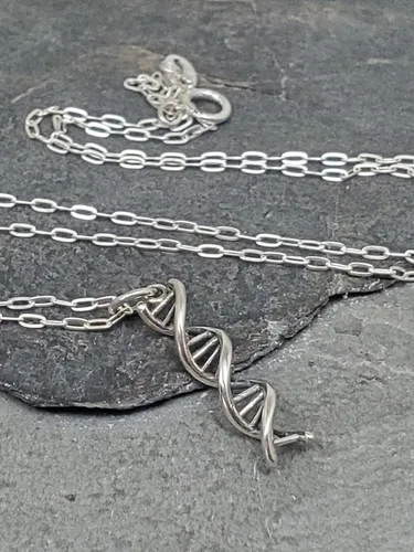 Miniatura 3 de EnCharmed Collar de plata de ley con dije de molécula de vida de ADN, 18 pulgadas
