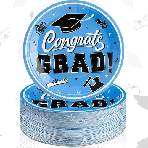 Miniatura 14 de Sabary 100 platos de papel de graduación 2026 de 9 pulgadas, suministros para fiesta de graduación de clase de 2026, decoraciones de felicitaciones