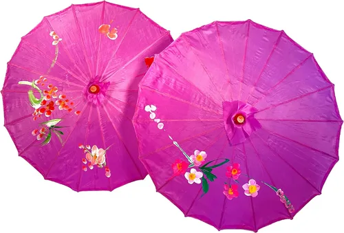 Miniatura 21 de TJ Global Paquete de 2 paraguas chinos japoneses para niños, 22 pulgadas, para bodas, fotografías, disfraces, cosplay, decoración y otros eventos, 2
