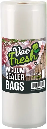 Vac Fresh Food - Rollos selladores al vacío (11 pulgadas x 50 pies, 1 rollo), bolsas de almacenamiento de alimentos en relieve de 3.5 milésimas de