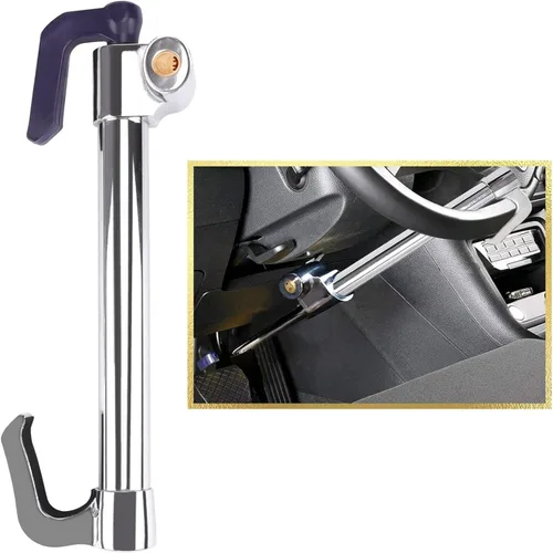 Tevlaphee Cerradura Universal de Freno para Volante Antirrobo Retráctil de Doble Gancho Cerradura de Pedal de Embrague para Coche Camión SUV