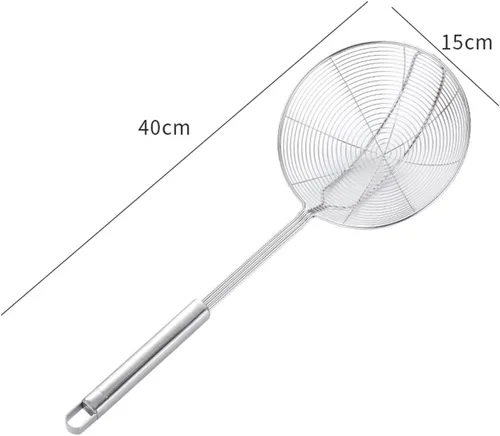 Miniatura 4 de Espumador de araña de acero inoxidable, juego de 2 cucharas coladoras de pasta de cocina profesional con mango largo