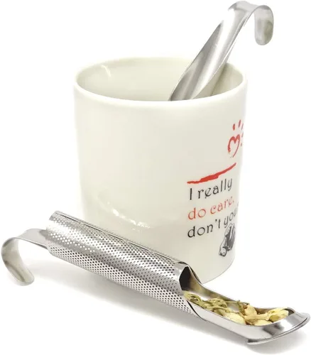 Miniatura 5 de Honbay 2 filtros de acero inoxidable para infusión de té, tubos con gancho para hojas sueltas hierbas y especias
