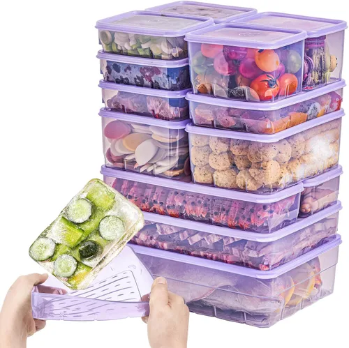 Recipientes para congelador para almacenamiento de alimentos, 10 unidades, paquete seguro para sopa con tapas, liberación giratoria, diseño