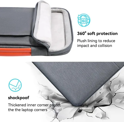 Miniatura 4 de LANDICI Funda para Laptop de 360° de 14 15 Pulgadas Compatible con MacBook Air 15 M2/M3/M4 2022-2025, MacBook Pro 15, Hp Chromebook 14, Bolsa Gris
