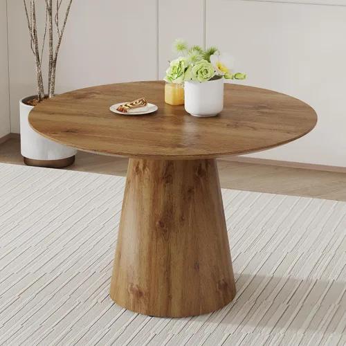 Mesa de comedor redonda para mesa de comedor de 4/6, 45 pulgadas, mesa de cocina pequeña con pedestal estable, mesa de comedor moderna para cocina,