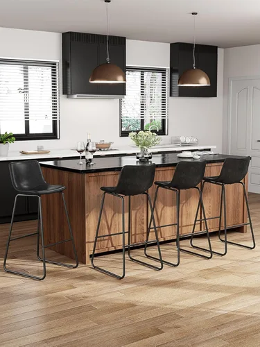 Miniatura 30 de Bar Stools Set of 2, 26 Inches Counter Height Bar Stools with Back, Modern Faux Leather Barstools with Metal Legs and Footrest, Bar Chairs for