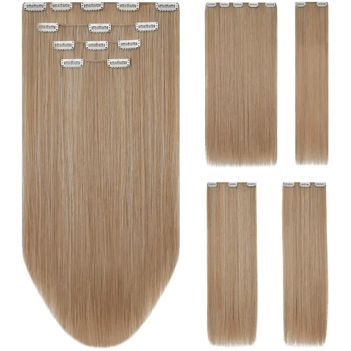Miniatura 14 de Extensión de cabello negro oscuro, extensiones de cabello con clip, de 18 pulgadas, ondulado, sintético, 5.5 onzas, HSPCYGG de 22 pulgadas, cabello