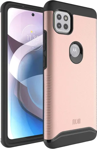 TUDIA DualShield - Funda para teléfono Motorola One 5G ACE 2021, [Fusionar] a prueba de golpes, grado militar, doble capa, resistente, delgada, Oro