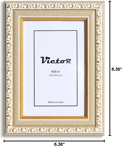Miniatura 9 de Marco de Fotos VictoR Chagall 4x6 Beige Oro - Marcos de Fotos Vintage con Vidrio Acrílico Resistente a Rayaduras - Marco de Fotos 4 x 6 - Marcos