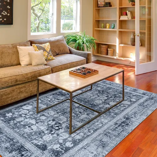 Miniatura 7 de Alfombra de área de 5 x 7, alfombra bohemia vintage, ultra suave, de pelo bajo, lavable, antideslizante, resistente a las manchas, alfombra impresa