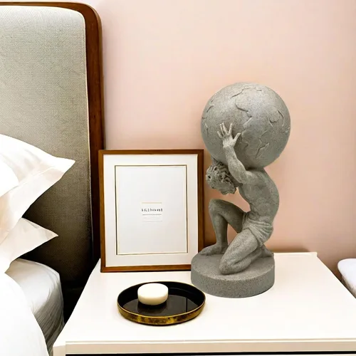 Miniatura 5 de FUNSXBUG Estatua de Dios griego grande de 11 pulgadas, escultura coleccionable de Atlas Holding World, decoración del hogar, sala de estar