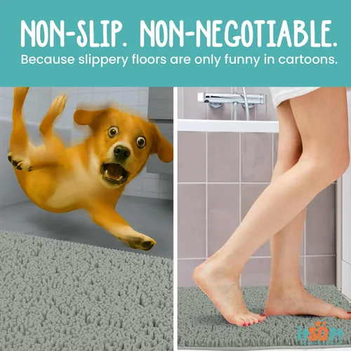 Miniatura 3 de ITSOFT Alfombra de Felpa para Baño 59x21 pulgadas, Tapetes de Baño Absorbentes Lavables a Máquina Antideslizantes, de Secado Rápido, Alfombras