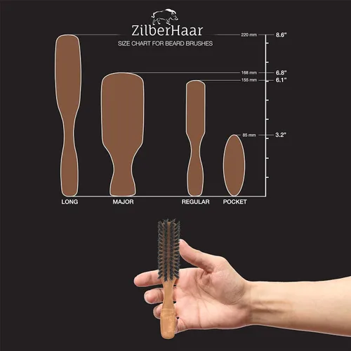 Miniatura 6 de ZilberHaar, cepillo de cerdas de jabalí y firmeza natural puras para barba. Cepillo de madera de peral, funciona con todos los bálsamos y aceites