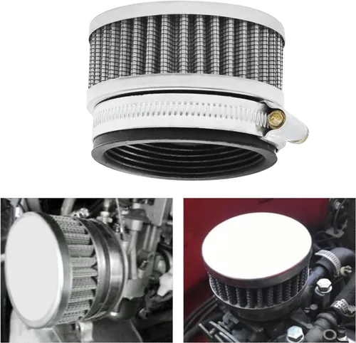Miniatura 5 de Filtro de admisión de aire de acero inoxidable de 48 mm a 52 mm con abrazadera, se ajusta para motocicleta, scooter (1)