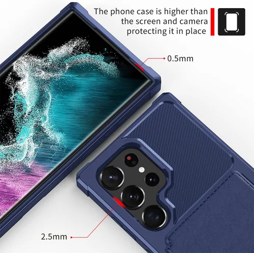 Miniatura 5 de Wefor Funda para Samsung Galaxy S23 Ultra - Funda tipo cartera con bolsillos para tarjetas de piel sintética para Samsung Galaxy S23 Ultra 2023 Azul