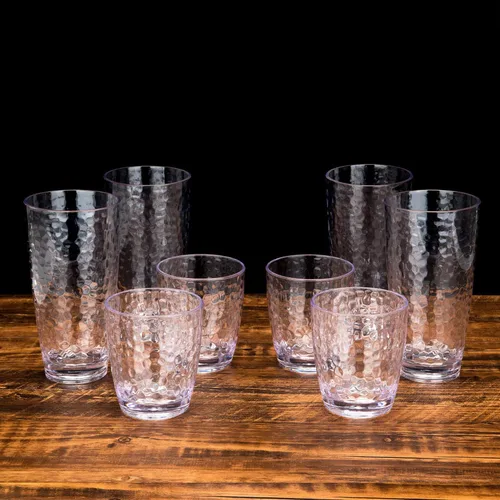 Miniatura 4 de KOXIN-KARLU Hammered - Vasos de plástico de 26 onzas, juego de 6 vasos acrílicos transparentes