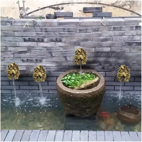 Miniatura 4 de Cabeza de león para colgar en la pared, boquilla de fuente de agua, rociador, fuente de estanque de jardín, cabezal de rociado de agua, riego