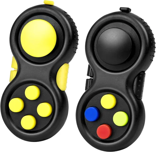 Miniatura 16 de juguete original de concentración Fidget, juego de controlador clásico de goma con 8 funciones Fidget y cordón - Excelente para aliviar el estrés