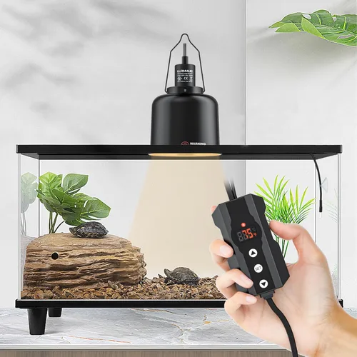 Miniatura 4 de Lámpara de calor para reptiles de 5.5 pulgadas de profundidad con abrazadera y controlador digital de termostato de reptiles, soporte de bombilla