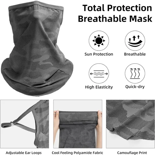 Miniatura 5 de Mangas refrescantes para los brazos, protección solar, UPF 50+, polaina de cuello de seda de hielo, camuflaje, para todo tipo de clima, pesca