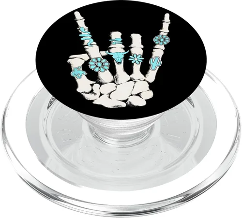 Miniatura 8 de Western Rock On Skeleton American Rodeo Cowboy Regalos divertidos PopSockets Estándar PopGrip
