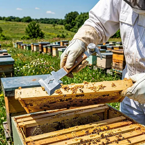 Miniatura 2 de AukBeeFun Herramientas de colmena de acero multiusos con mango de madera y herramienta de raspador de colmena de abejas con 7 funciones Equipo