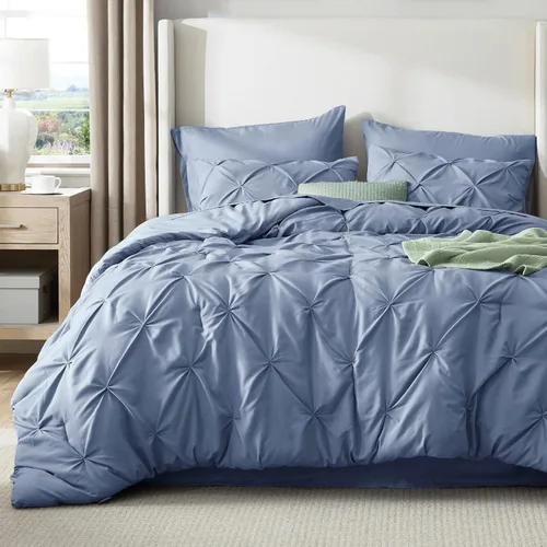 Miniatura 53 de Bedsure - Juego de edredón tamaño matrimonial verde azulado - Juego de ropa de cama tamaño matrimonial en una bolsa de 7 piezas, juego de cama 14