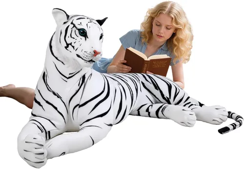 Peluche de tigre gigante realista, almohada de felpa realista de tigre de 43 pulgadas con forma de apoyo, juguete suave de tigre grande para niños,