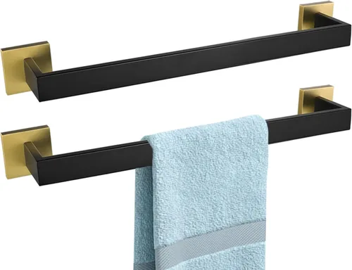 Miniatura 44 de LANC 2 paquetes de barras de toalla de baño de 16 pulgadas, total de 18 estantes cuadrados para toallas de baño, soportes para toallas de mano