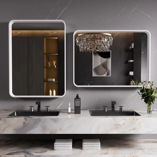 Miniatura 3 de JISOSO Espejo de Baño Blanco de 20x30 Pulgadas, Espejo de Baño con Marco de Metal Blanco para Pared, Espejo de Tocador de Baño de Rectángulo