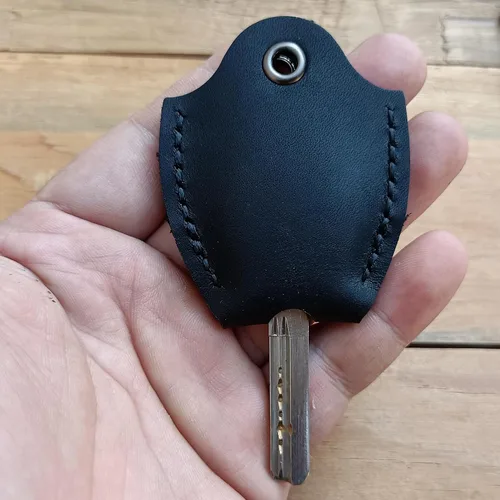 Miniatura 5 de Funda de cuero hecha a mano para llave de coche para llave rota Funda para llave de coche para hombres y mujeres (Negro)