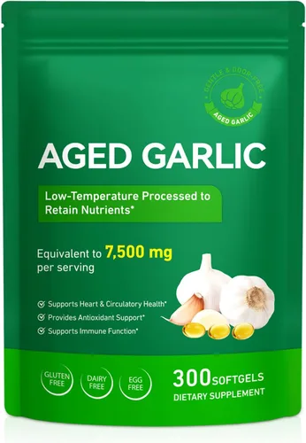 Cápsulas de extracto de ajo envejecido, cápsulas suaves de ajo de apoyo inmunológico y antioxidante, apoya la salud cardíaca y circulatoria, tómalo