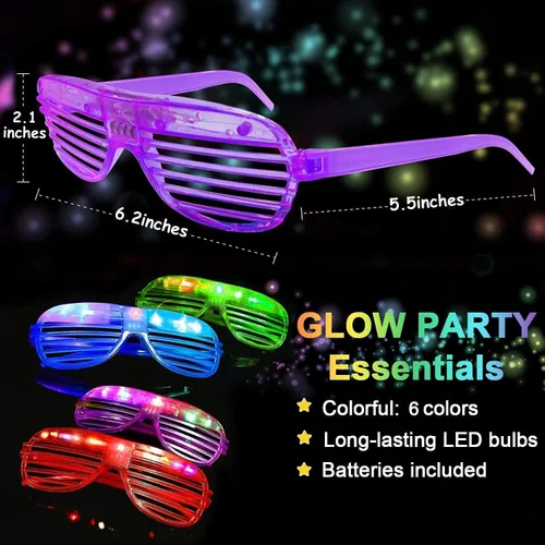 Miniatura 3 de iGeeKid Paquete de 50 lentes LED iluminados para fiesta, que brillan en la oscuridad, suministros para fiestas del 4 de julio, obturador, juguetes