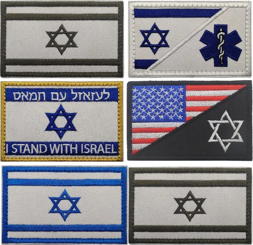 Miniatura 8 de Parches bordados de la bandera de Estados Unidos e Israel – Israel Jewish Star of David Flags Tactical Militar Moral Emblema Brazalete Insignias