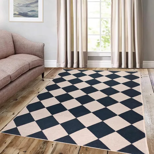 Miniatura 38 de Alfombra a cuadros de 2 x 3 pies, alfombra negra y blanca moderna para entrada interior, alfombra pequeña lavable a cuadros para baño, alfombra