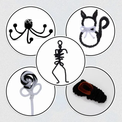 Miniatura 5 de 120 tallos de felpilla de pipa negra, tallos de chenilla, limpiadores de tuberías largos para manualidades, limpiadores de tuberías para rastas
